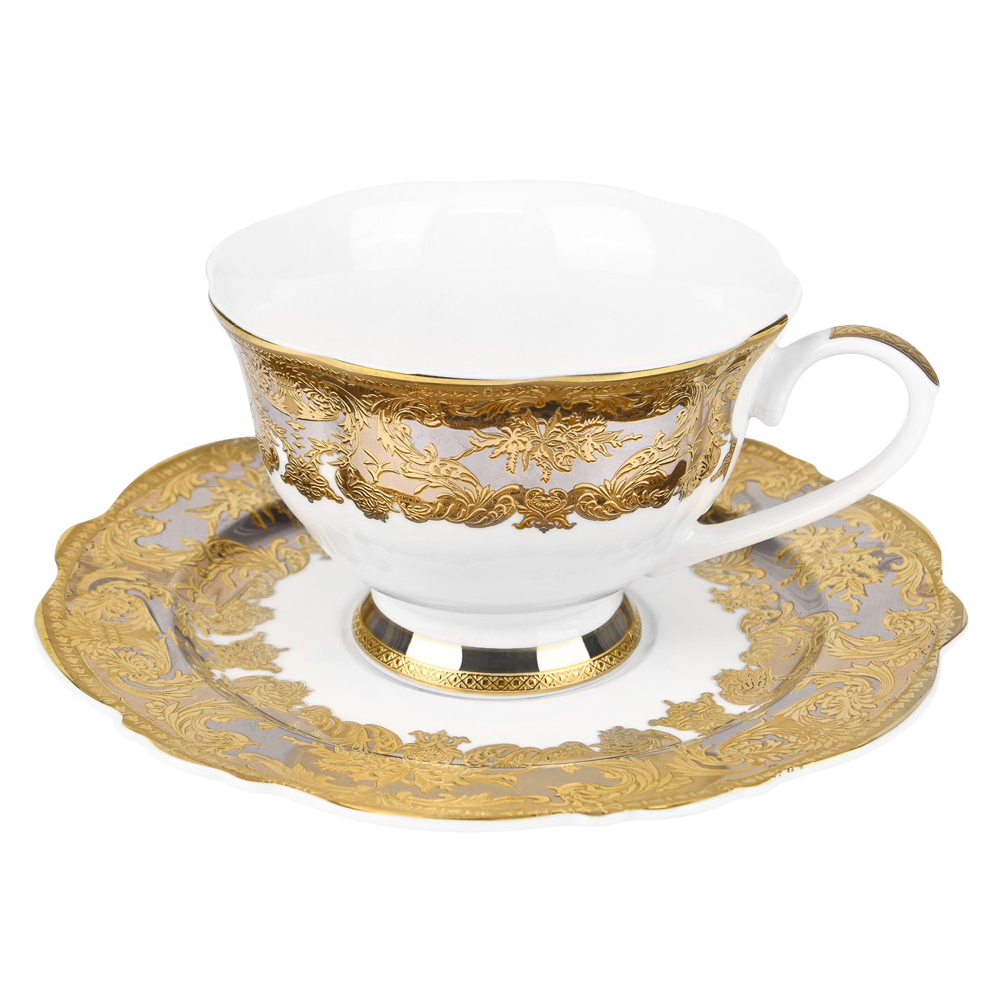 Flowery gold, 24K embossed gold high-grade bone China coffee cup, cup a dish.