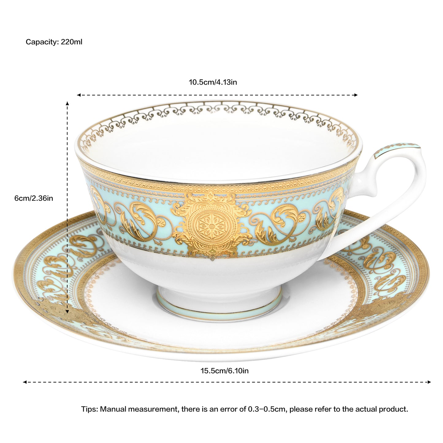 Yuncui, 24K embossed gold high-grade bone China coffee cup, cup a dish.