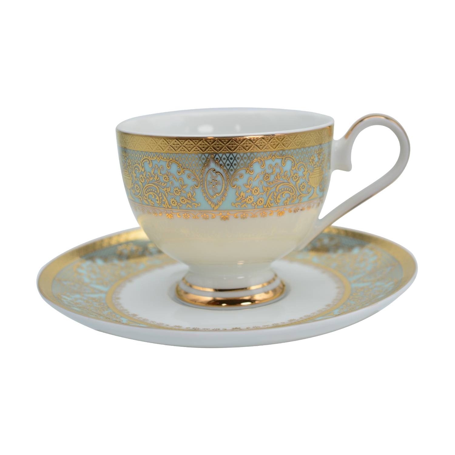 Golden scripture, 24K gold embossed high-end bone China coffee cup, cup a dish.