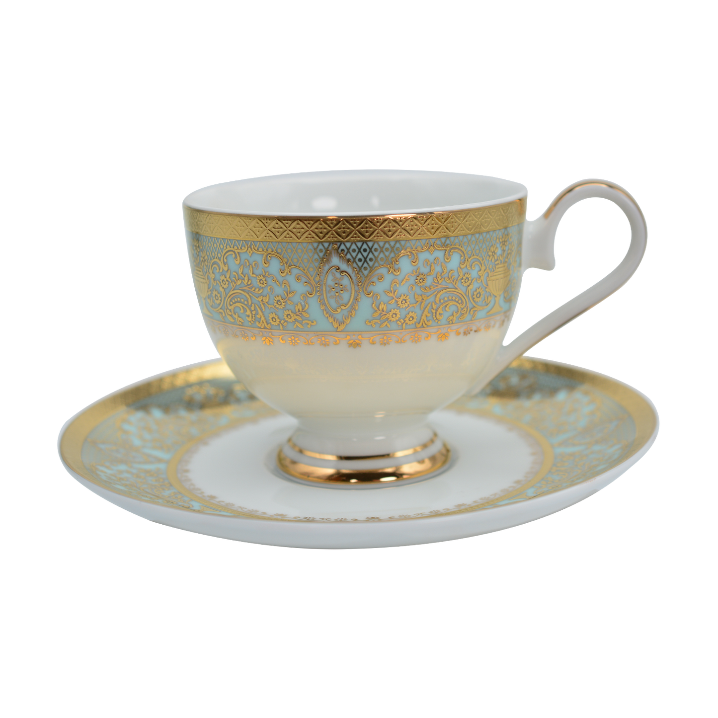 Golden scripture, 24K gold embossed high-end bone China coffee cup, cup a dish.