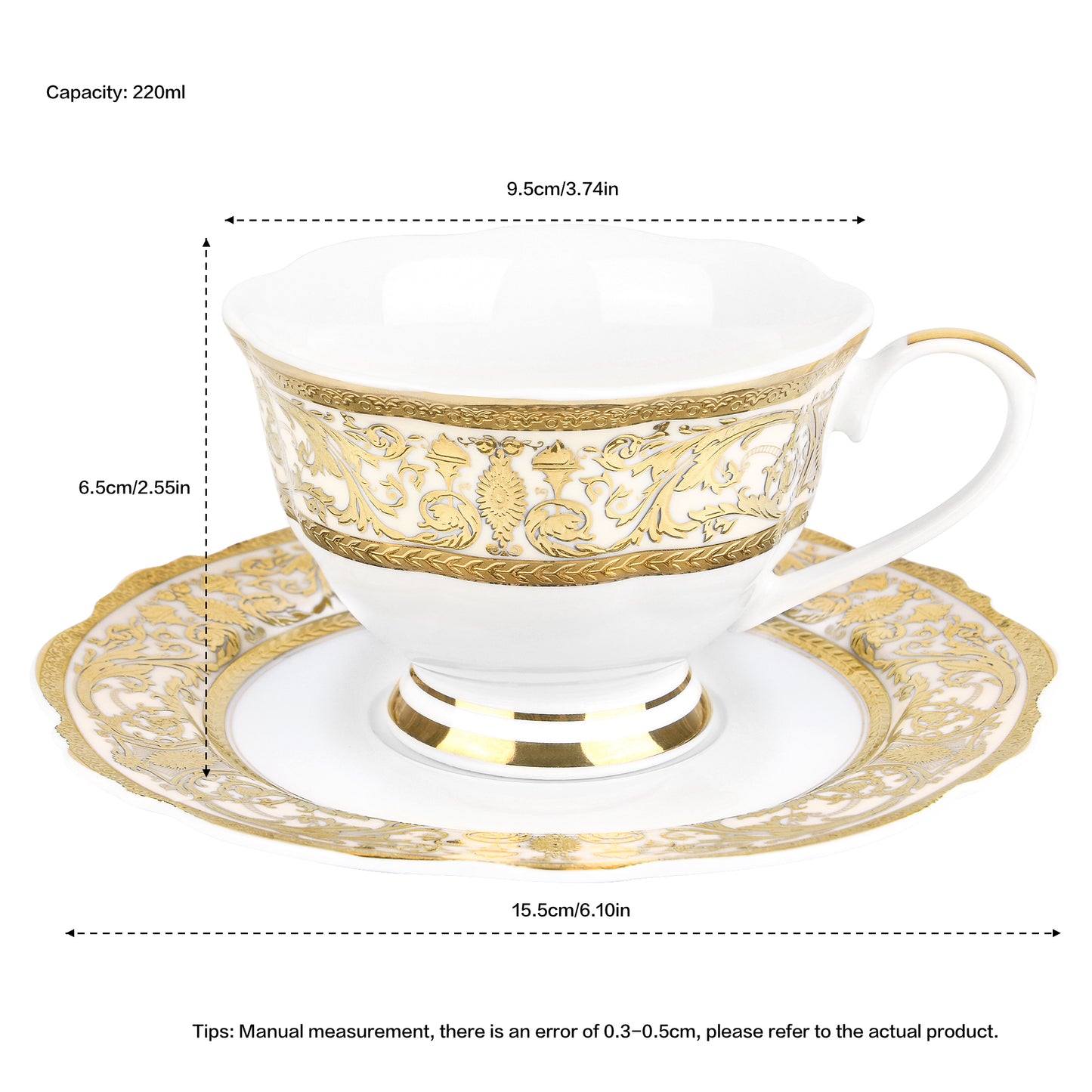 British fashion, 24K embossed gold high-grade bone China coffee cup, a cup a dish.