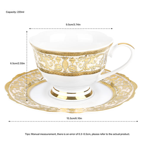 British fashion, 24K embossed gold high-grade bone China coffee cup, a cup a dish.