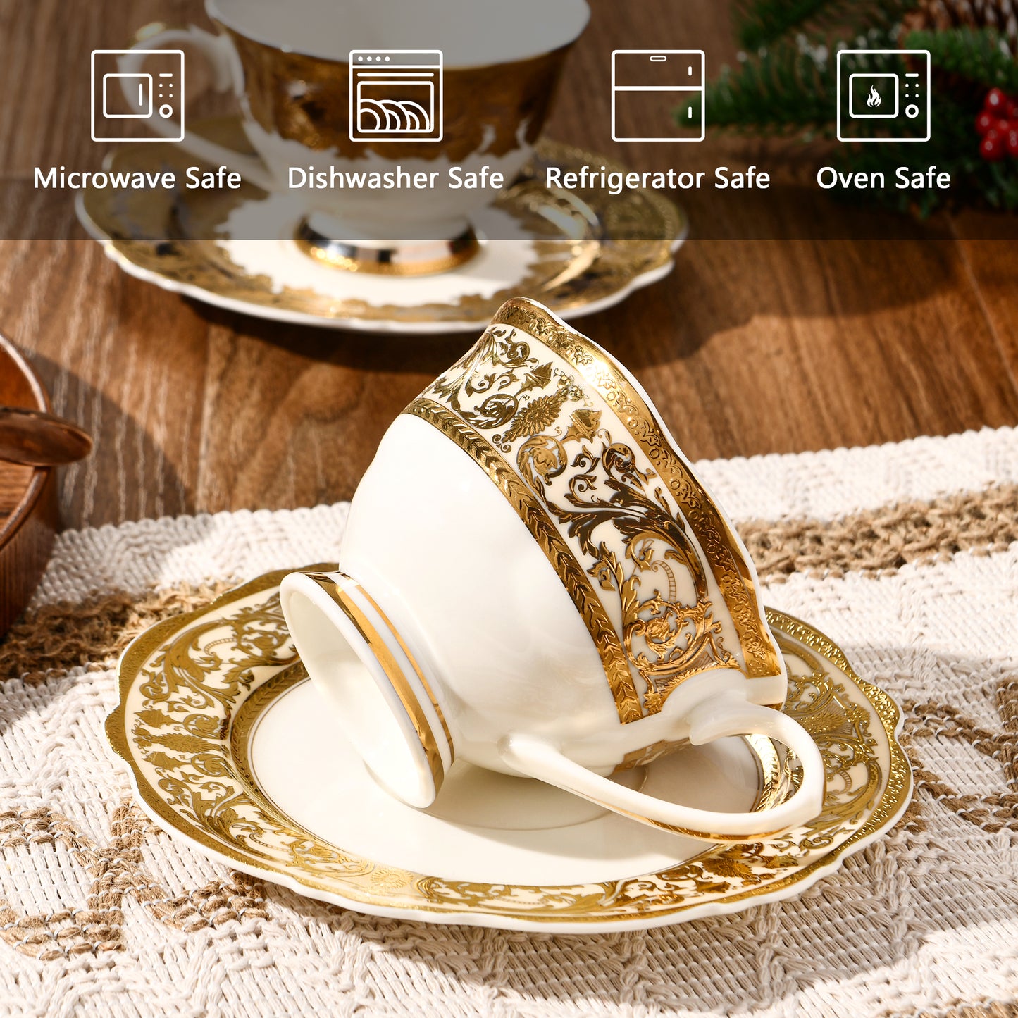 British fashion, 24K embossed gold high-grade bone China coffee cup, a cup a dish.