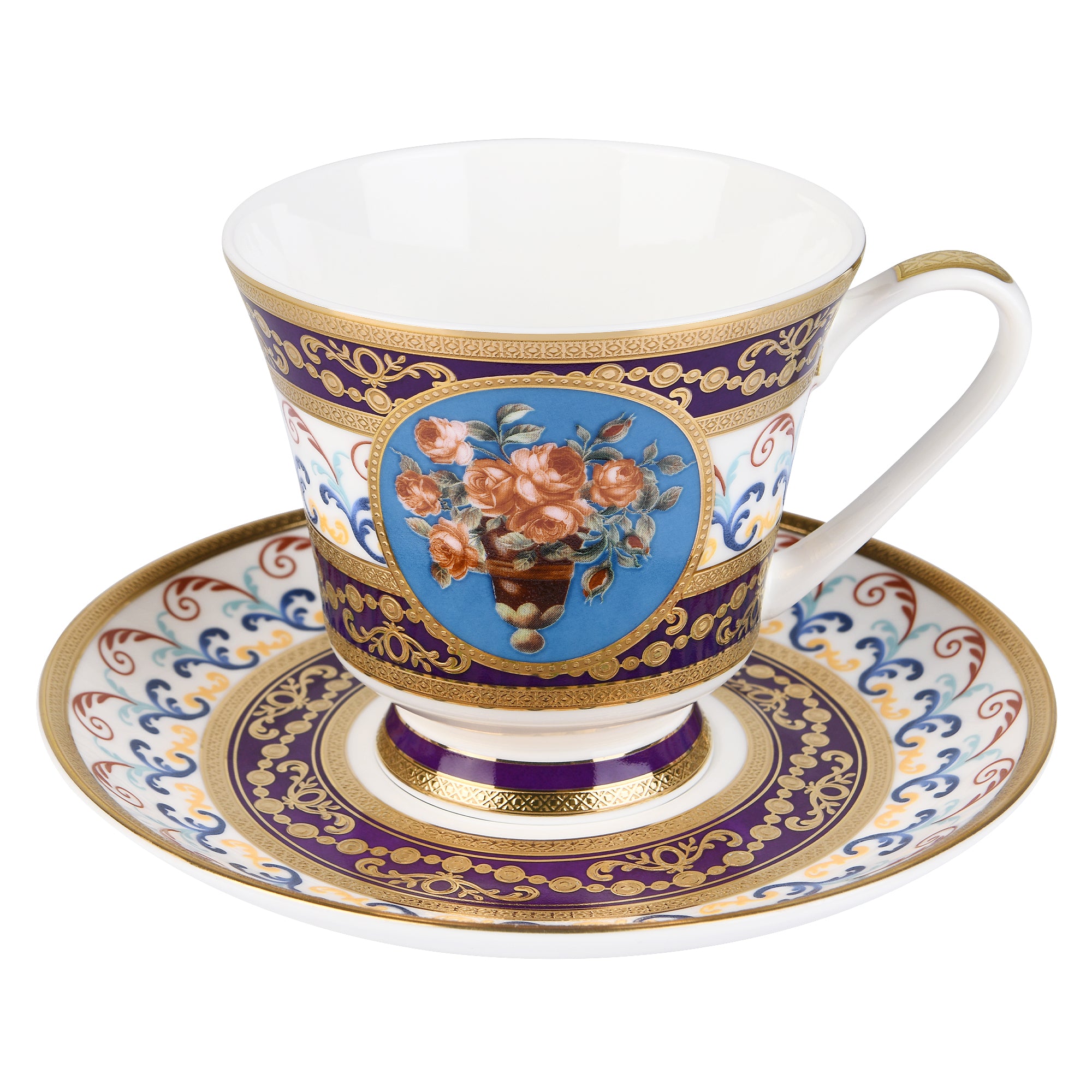 Flower, 24K embossed gold high-grade bone China coffee cup, cup a dish.