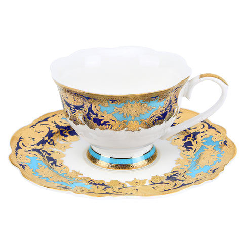 Sky Brocade Style 24k Gold Embossed Bone China Coffee Cup Set