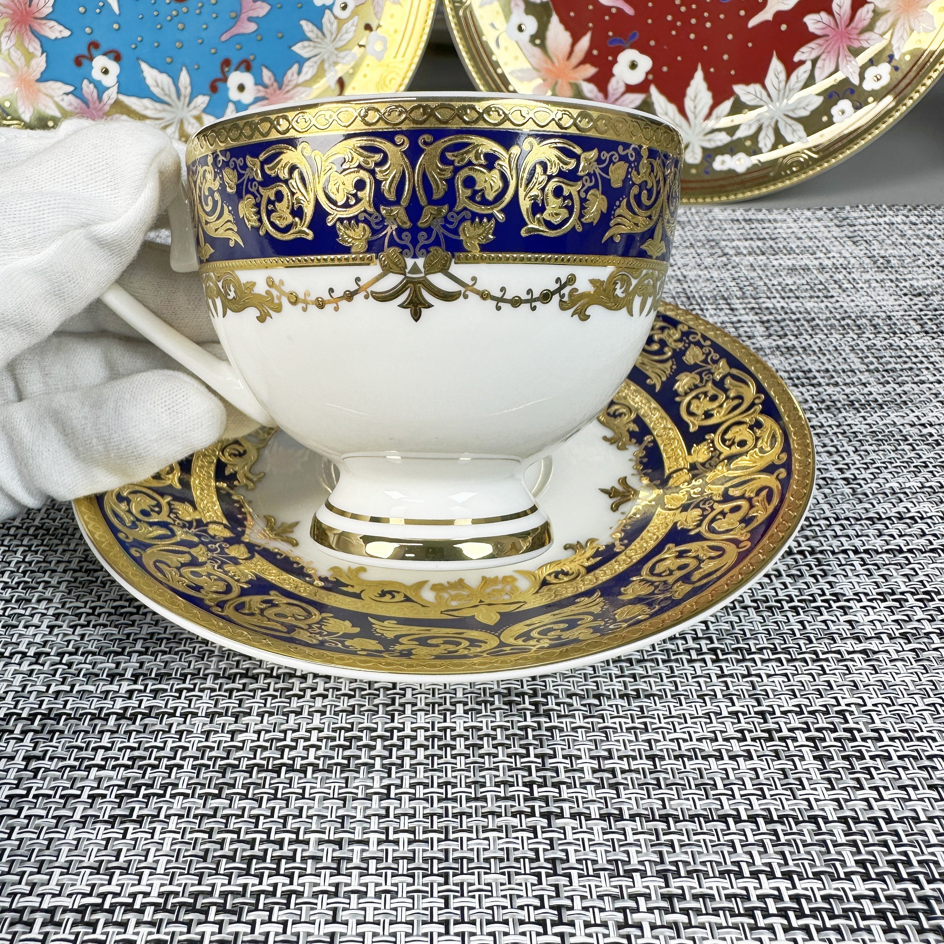 24k Gold Embossed Bone China Coffee Cup Set