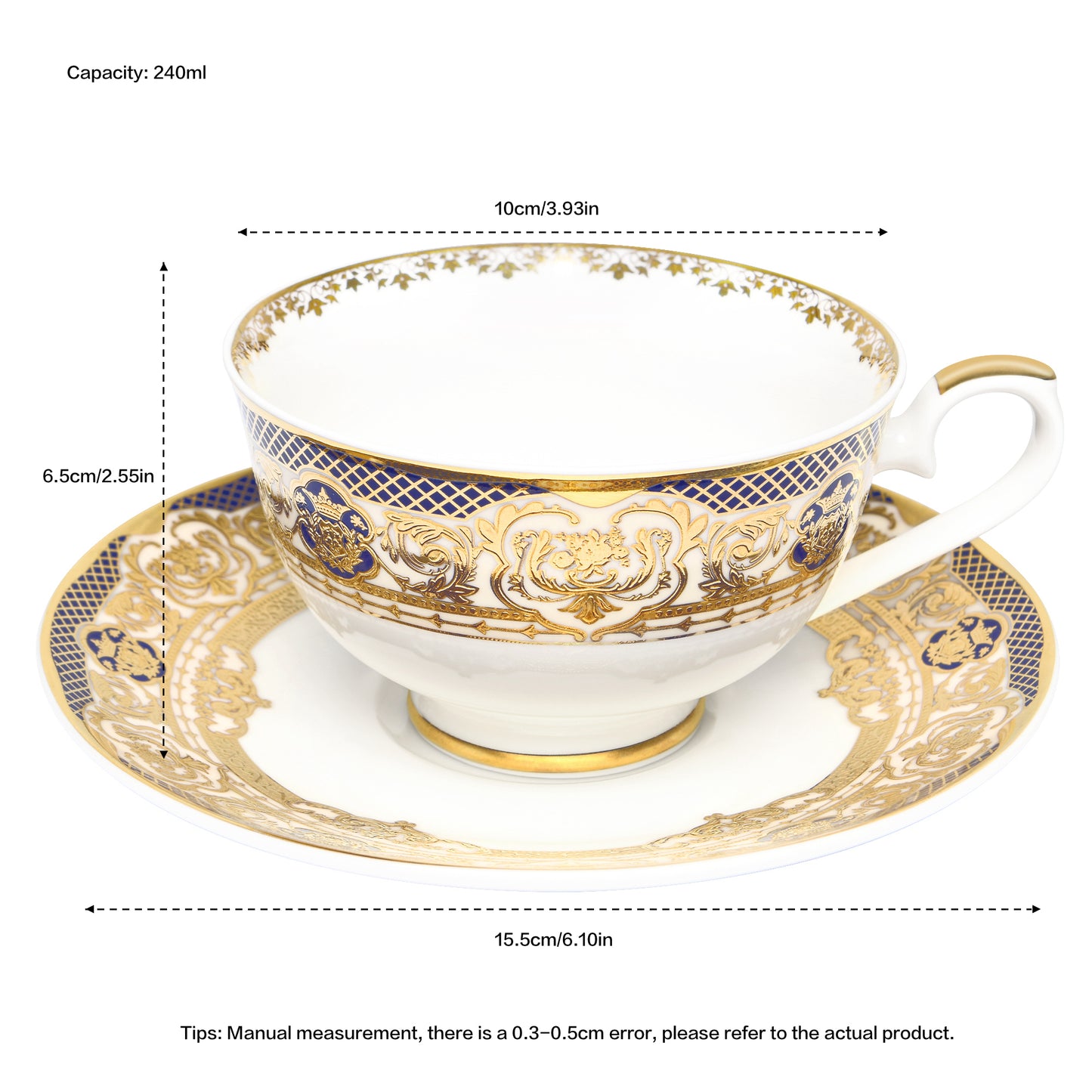 Sea bright moon, 24K embossed gold high-grade bone China coffee cup, cup a dish.