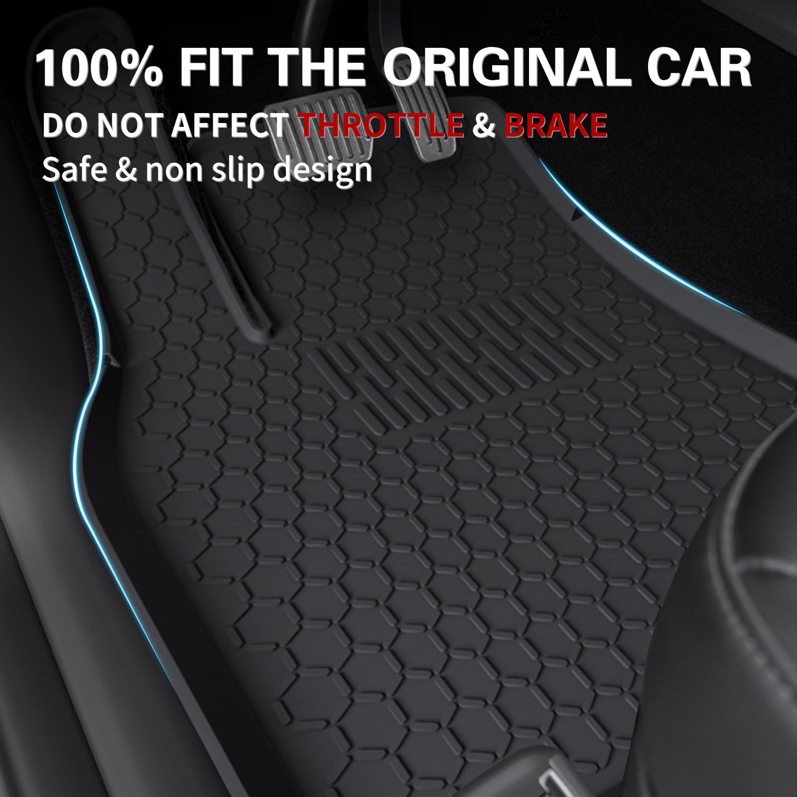 Silicone Car Foot Mat Eco-friendly Waterproof 5 Seat 7 Seat Foot Mat Tailbox Mat For Tesla Model Y (6 Pieces One Set)