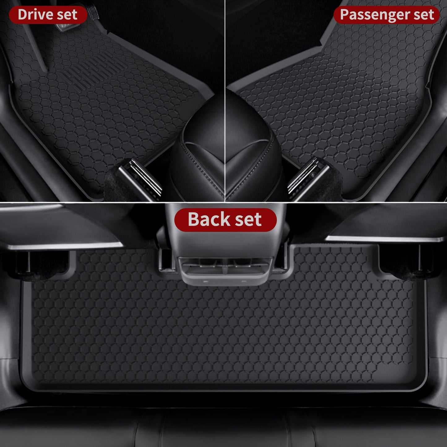 Silicone Car Foot Mat Eco-friendly Waterproof 5 Seat 7 Seat Foot Mat Tailbox Mat For Tesla Model Y (6 Pieces One Set)