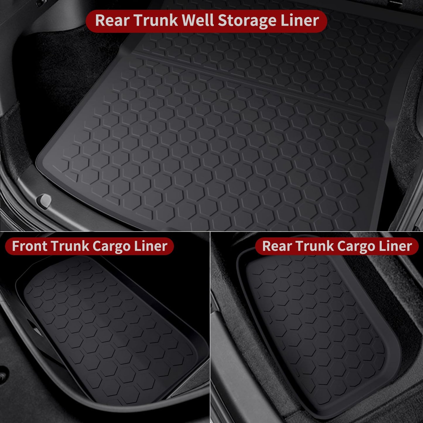 Silicone Car Foot Mat Eco-friendly Waterproof 5 Seat 7 Seat Foot Mat Tailbox Mat For Tesla Model Y (6 Pieces One Set)