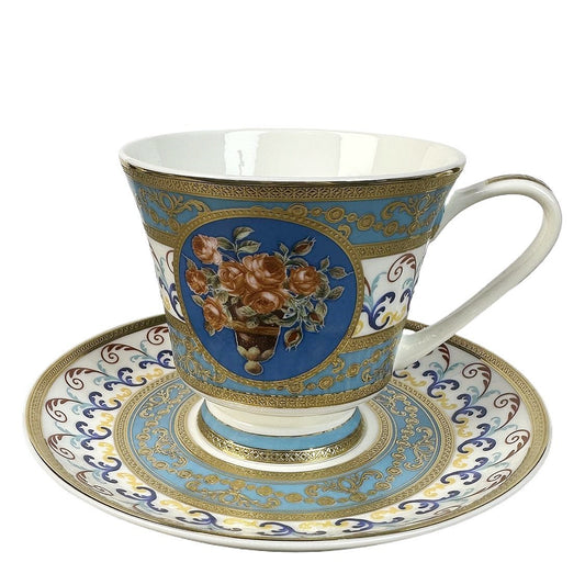 Flower, 24K embossed gold high-grade bone China coffee cup, cup a dish.