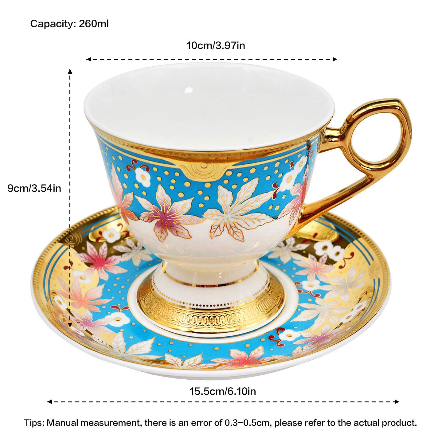 Maple Leaf series, 24K embossed gold high-grade bone China coffee cup, cup a dish.