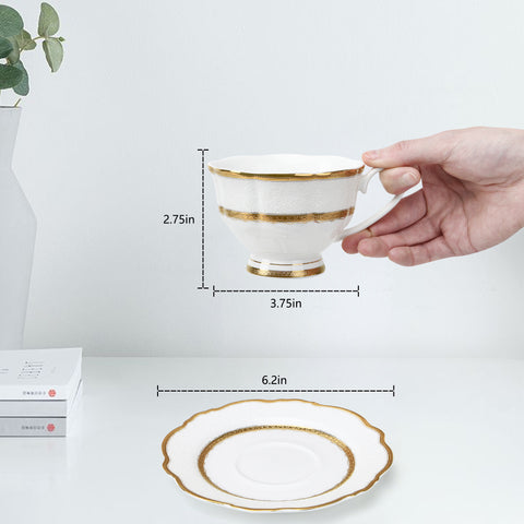 Rose, 24K embossed gold high-grade bone China coffee cup, one cup a dish.