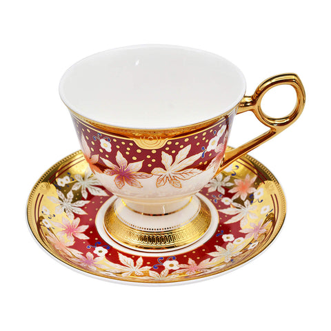 Maple Leaf series, 24K embossed gold high-grade bone China coffee cup, cup a dish.