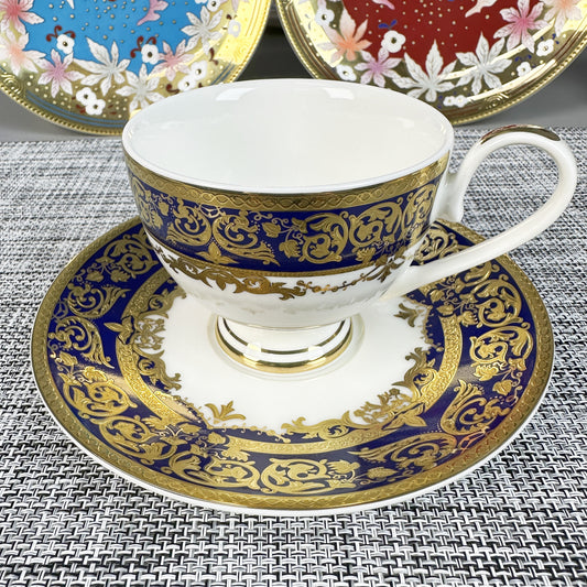 24k Gold Embossed Bone China Coffee Cup Set