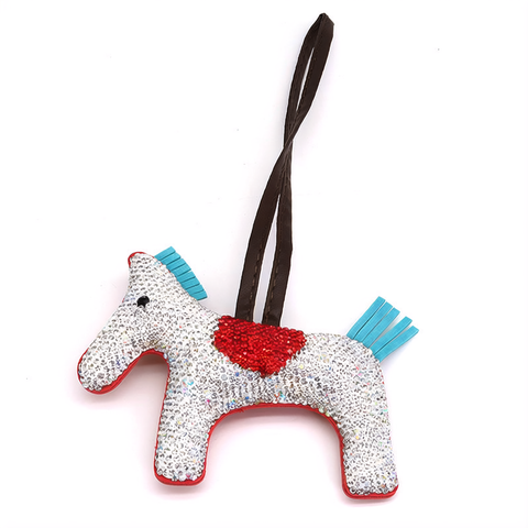 Creative sparkle fashion pony crystals inlay on clay leather hanging ornaments