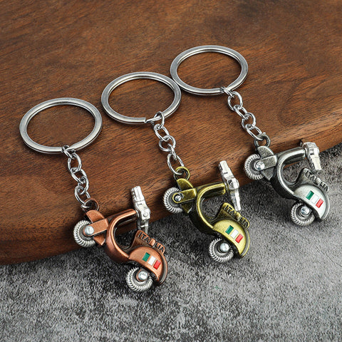 Car metal key chain creative small gift simulation electric motorcycle pendant