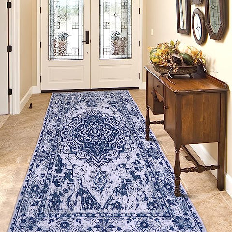 Bohemian Style Washable Hallway Runner Rug Non-Slip Entryway Laundry Rug Runner Non Shedding Floor Carpet Vintage Rugs For Hallway Kitchen Bathroom