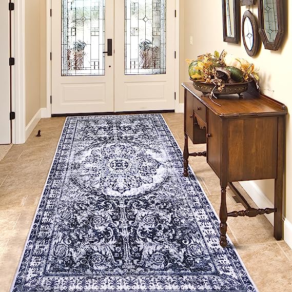 Bohemian Style Washable Hallway Runner Rug Non-Slip Entryway Laundry Rug Runner Non Shedding Floor Carpet Vintage Rugs For Hallway Kitchen Bathroom