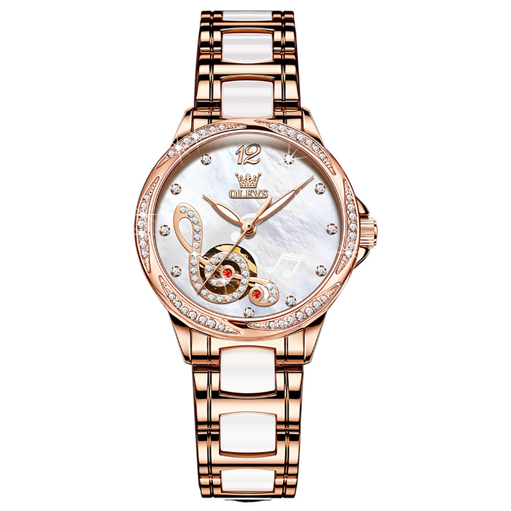 Automatic Mechanical Watch Note Music Graphic Waterproof Female Watch