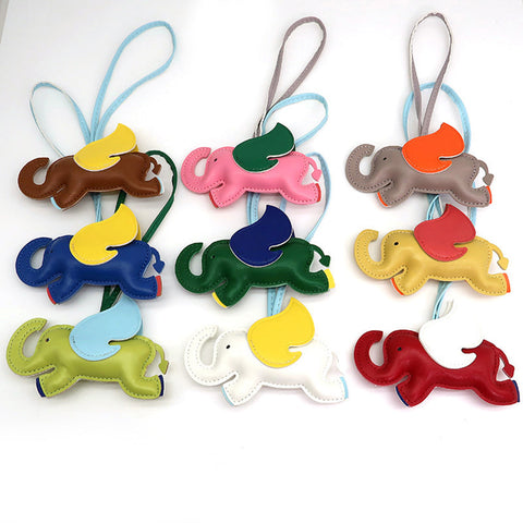 Cutie Elephant Key Chain Leather Small Pegasus Hanging Ornament Car Pendant