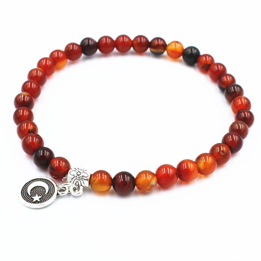 33 Beads 6mm Natural Agate with Flexible Rope Muslim Prayer Bracelet