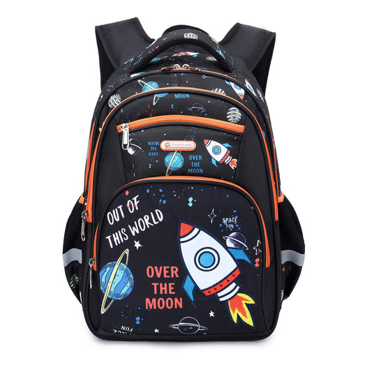 Kids Backpack Cute Outer Space Elementary Kindergarten School Bag 16 Inch Multifunctional Large Capacity For Boys