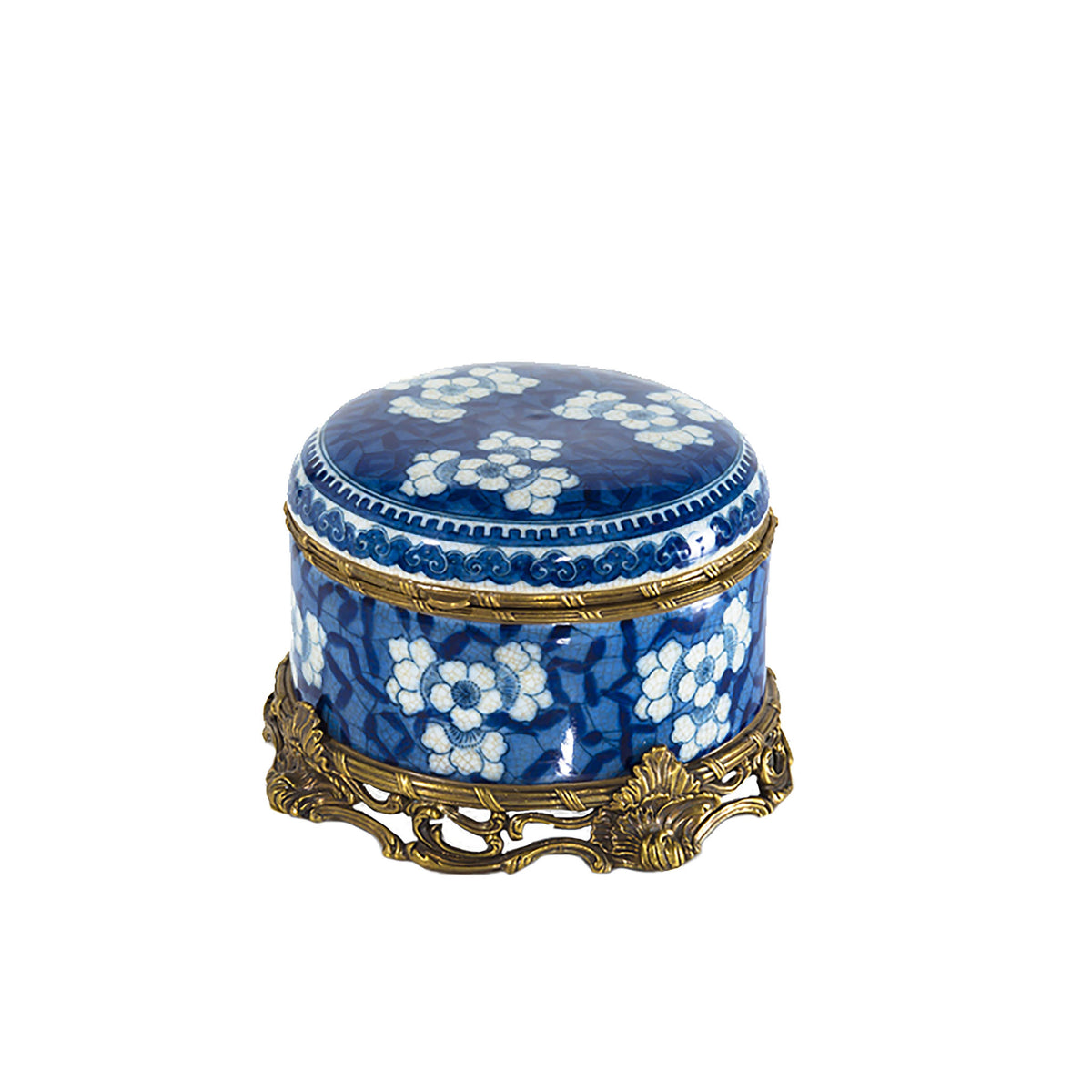 CASTILIAN Vintage Ceramic Hand-painted Blue Box Decor For Women 0307