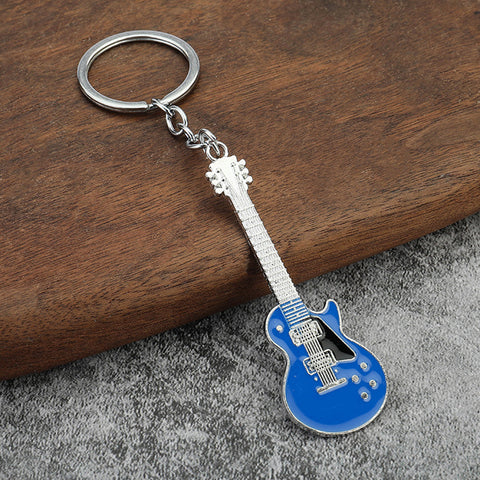 Creative Musical Instrument Pendant Metal Paint Guitar Keychain Bag Pendant