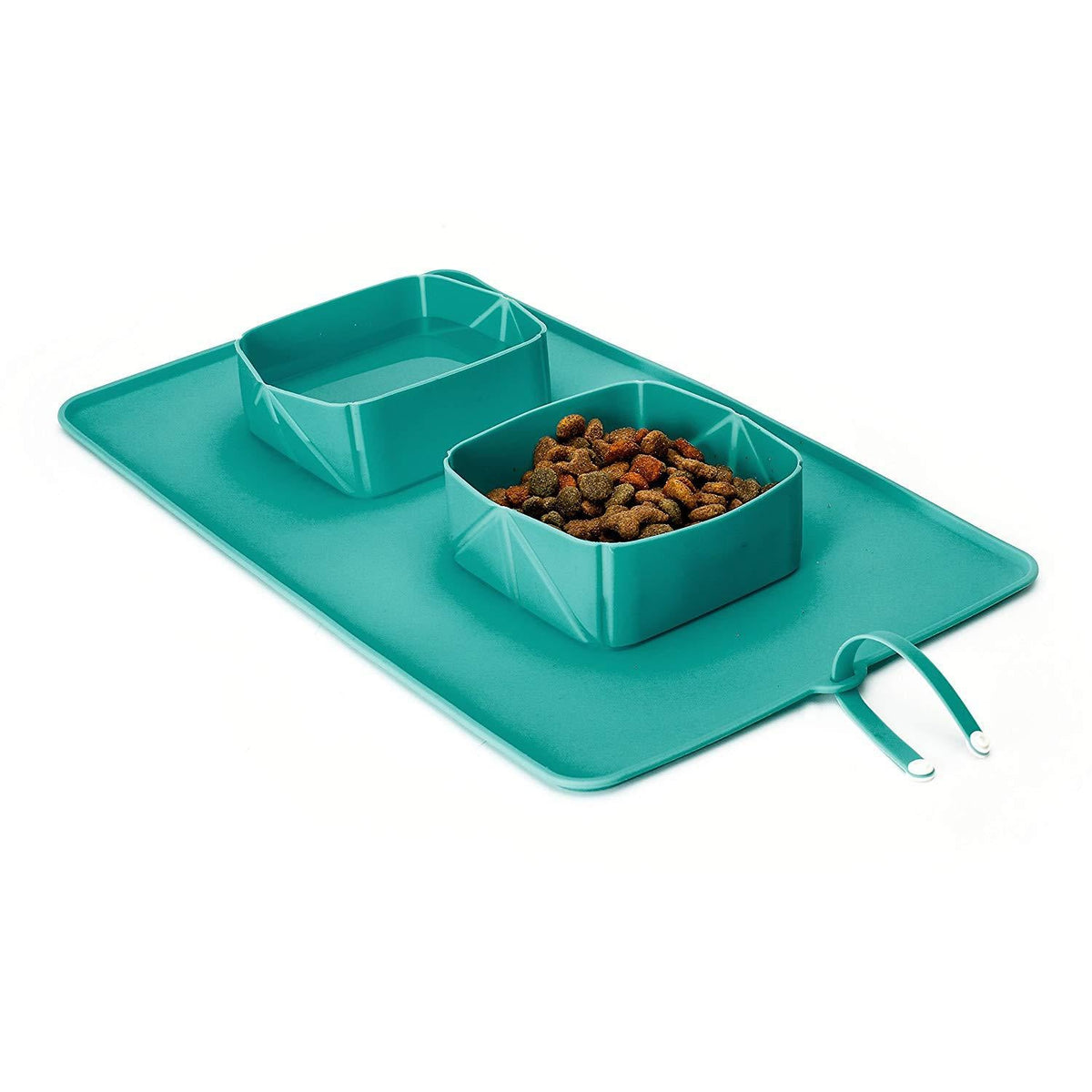 Silicone Pet Double Bowl Portable Folding Drinking Water Cat Food Plate Dog Food Rice Bowl Mat