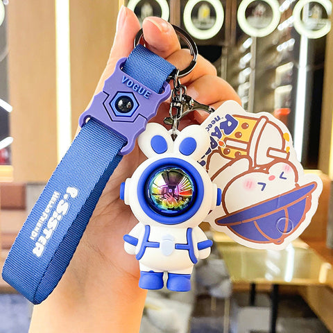 Rabbit Astronaut Keychain Cute Cartoon Charms Key Ring Accessories Decoration Gift