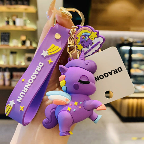 Cute Keychain Charms Cartoon Unicorn Bag Keychains Car Key Ring for Women Men