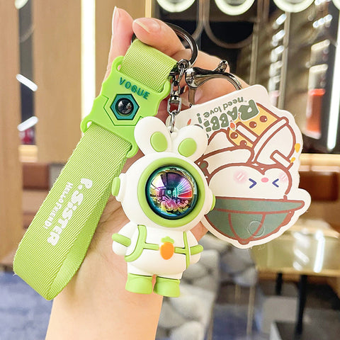 Rabbit Astronaut Keychain Cute Cartoon Charms Key Ring Accessories Decoration Gift