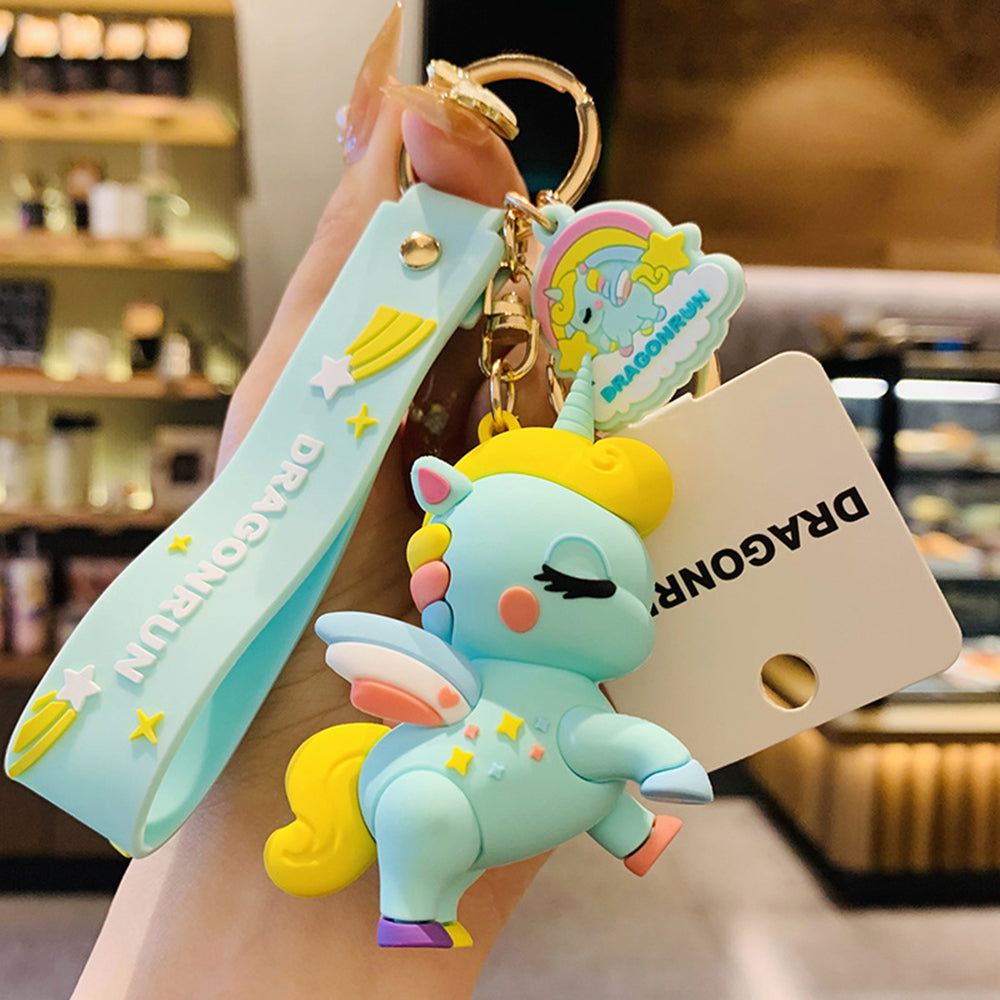 Cute Keychain Charms Cartoon Unicorn Bag Keychains Car Key Ring for Women Men