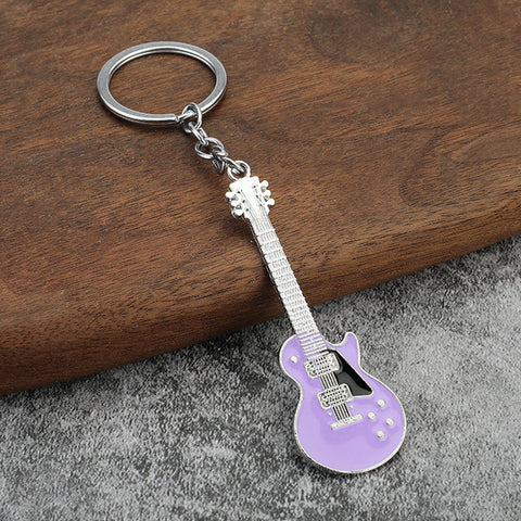 Creative Musical Instrument Pendant Metal Paint Guitar Keychain Bag Pendant