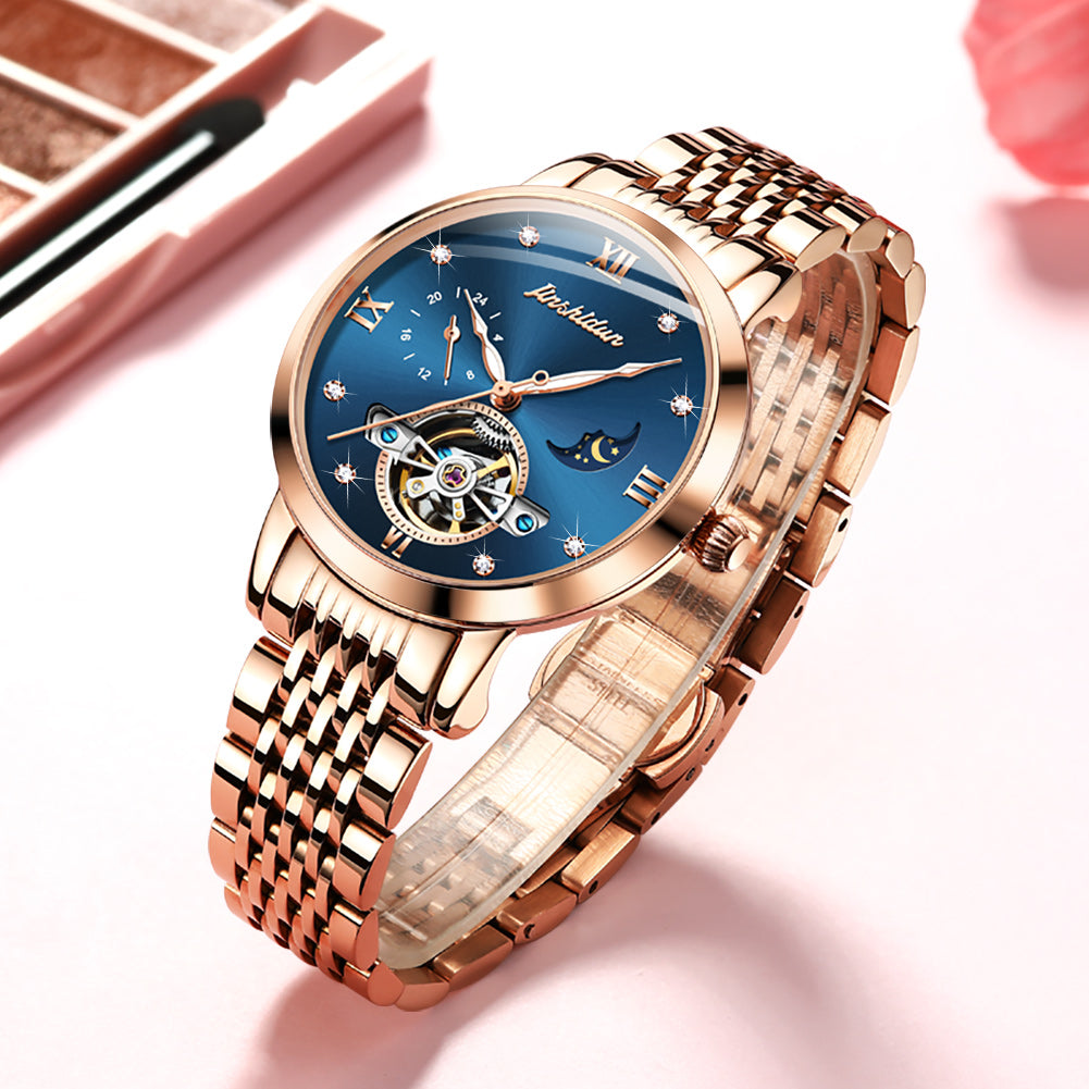 Multifunctional Fashionable Hollowed-out Waterproof Mechanical Ladies Watch