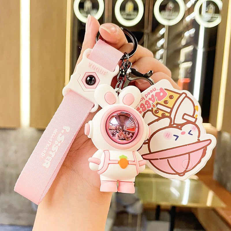 Rabbit Astronaut Keychain Cute Cartoon Charms Key Ring Accessories Decoration Gift