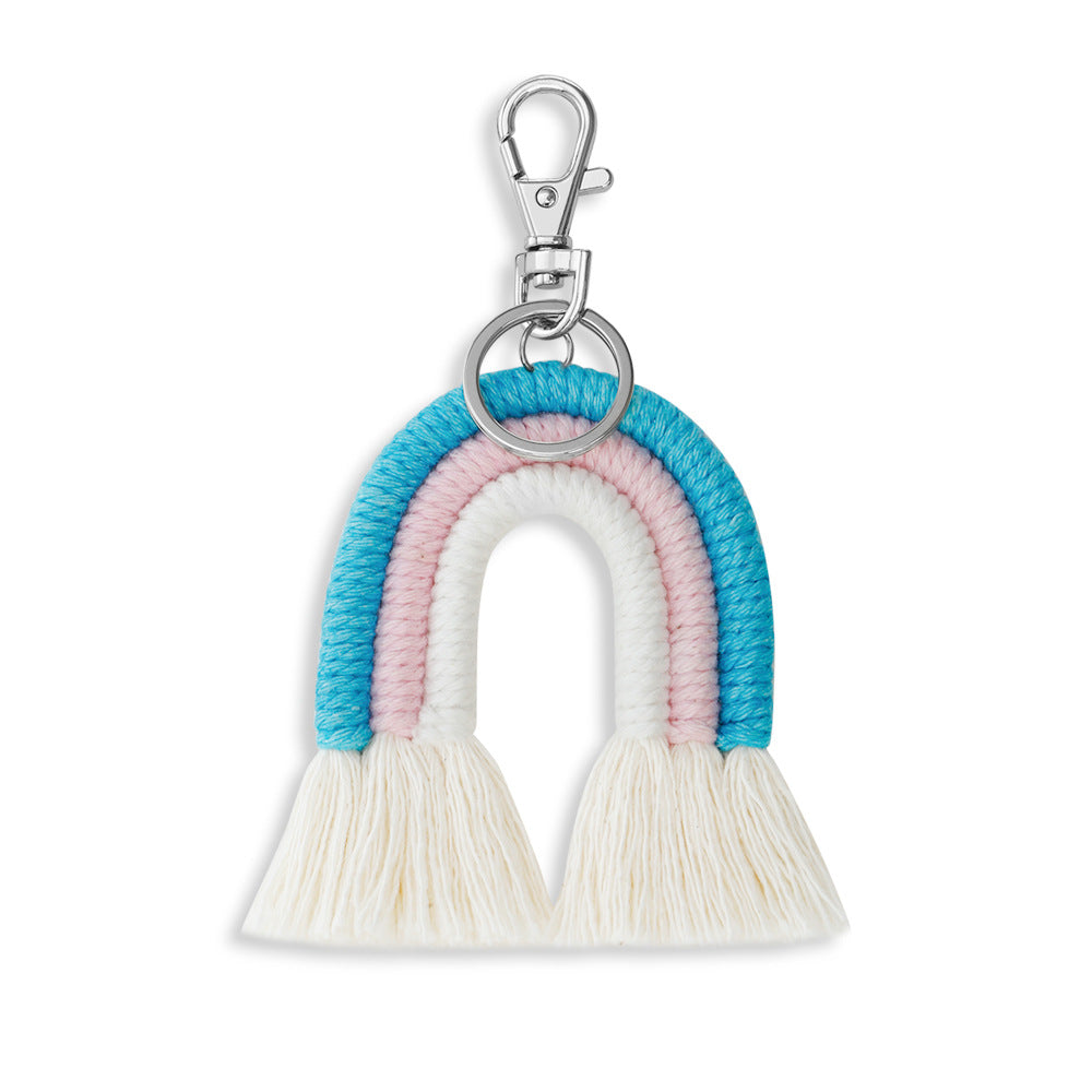 Rainbow Keychain Tassel Macrame Keychains For Women Girls