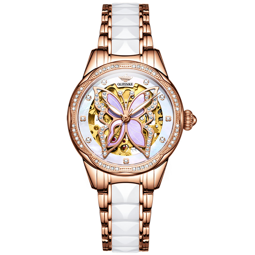 Butterfly Pattern Fashion Hollowed-out Mechanical Waterproof Watch Women's Watches