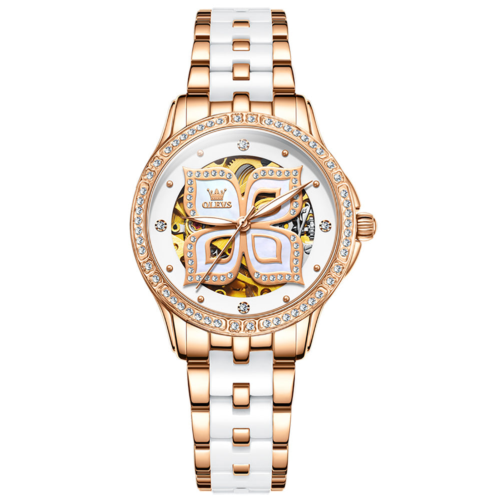 Four-leaf Clove Hollow Mechanical Watch Ladies Watch