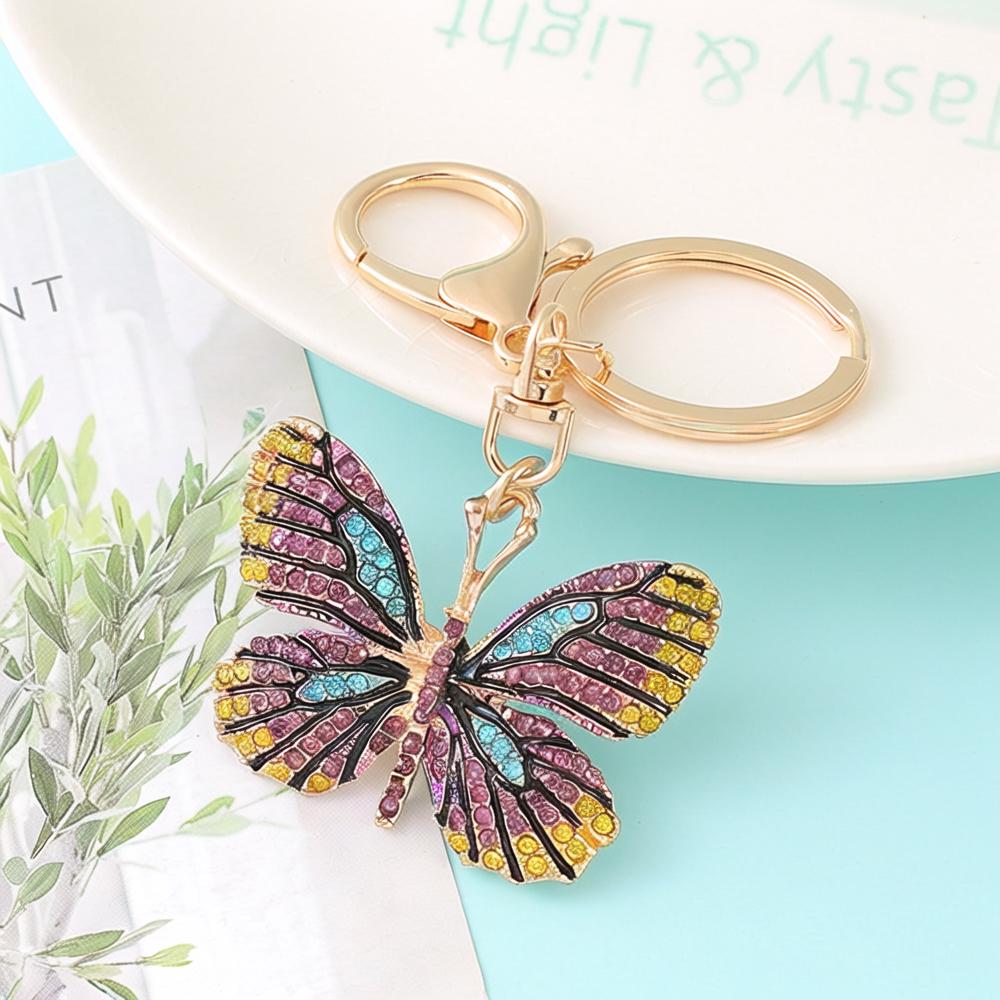 Cute Butterfly metal rhinestone keychain pendant