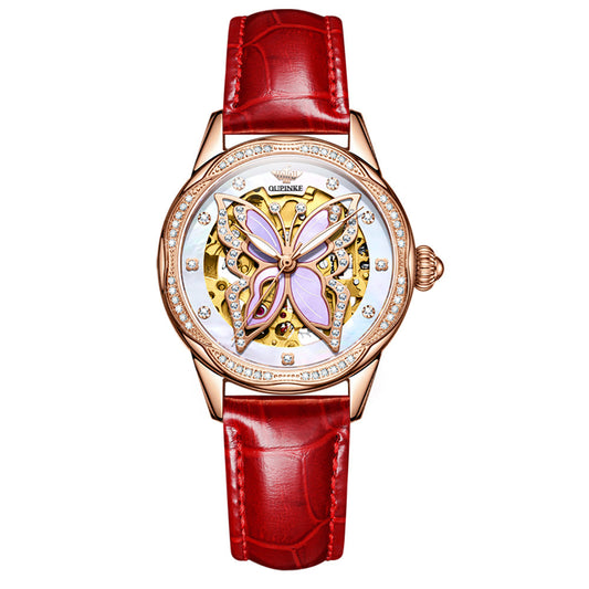 Butterfly Pattern Fashion Hollowed-out Mechanical Waterproof Watch Women's Watches