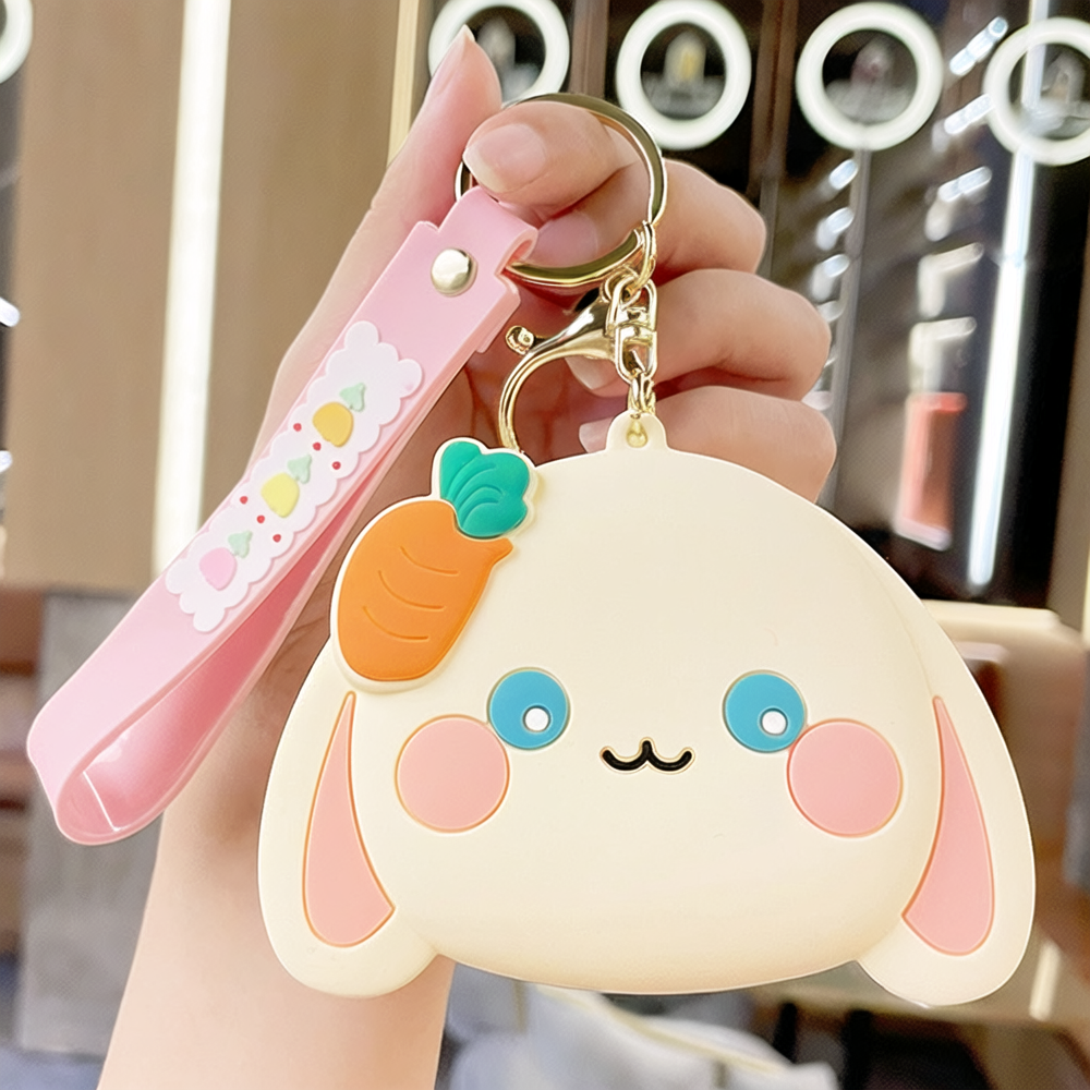 Creative silicone Yugui small rabbit coin purse keychian cute schoolbag hanging decoration coin earphone storage bag