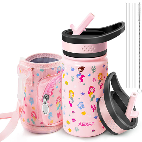 Children 14 oz Stainless Steel Insulated Kettle With Leak Proof Wide Mouth Various Theme Color Kettle Stainless Steel Water Bottles For School For Boys Girls