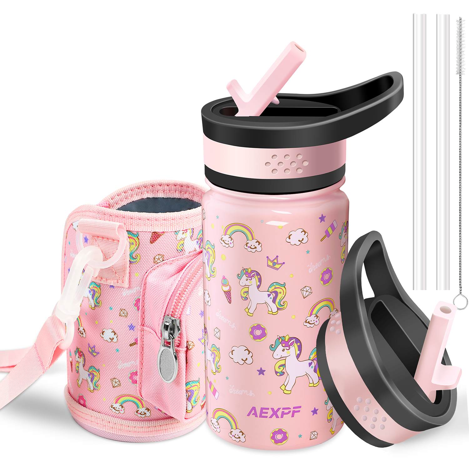 Children 14 oz Stainless Steel Insulated Kettle With Leak Proof Wide Mouth Various Theme Color Kettle Stainless Steel Water Bottles For School For Boys Girls