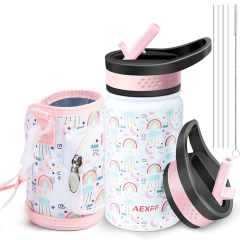 Children 14 oz Stainless Steel Insulated Kettle With Leak Proof Wide Mouth Various Theme Color Kettle Stainless Steel Water Bottles For School For Boys Girls