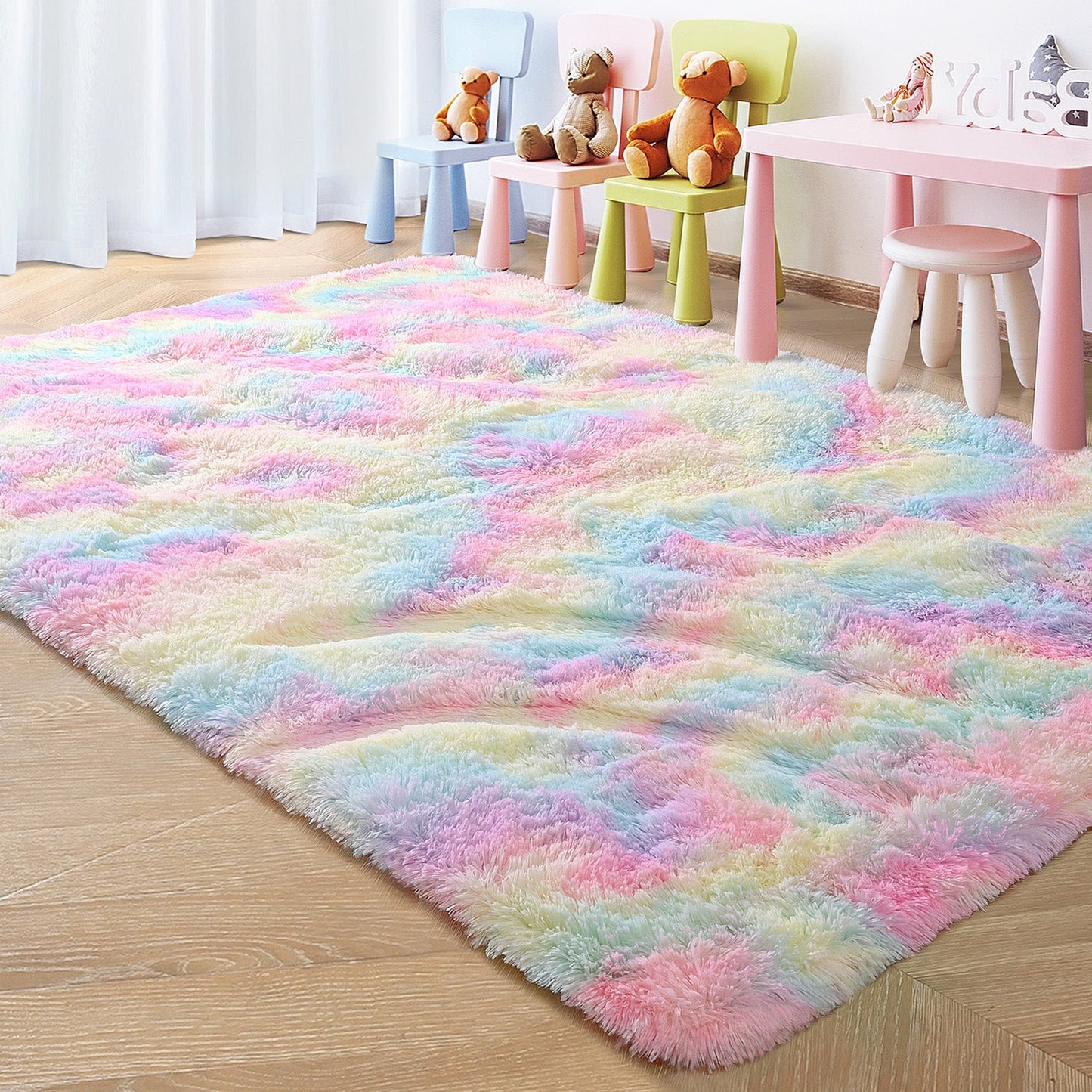 Super Soft Plush Eco-friendly Carpet Living Room Bedroom Home Decoration Carpet Non-slip Plush Indoor Floor Bedside Rug 4x6 Feet Four Colors Optional