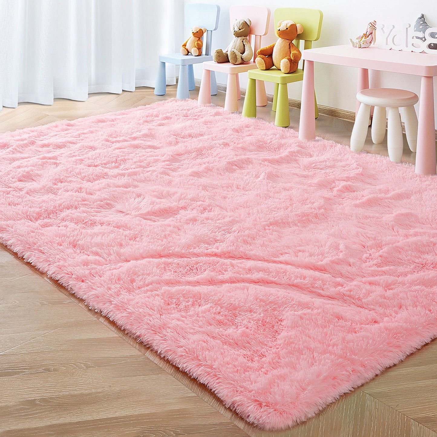 Super Soft Plush Eco-friendly Carpet Living Room Bedroom Home Decoration Carpet Non-slip Plush Indoor Floor Bedside Rug 4x6 Feet Four Colors Optional