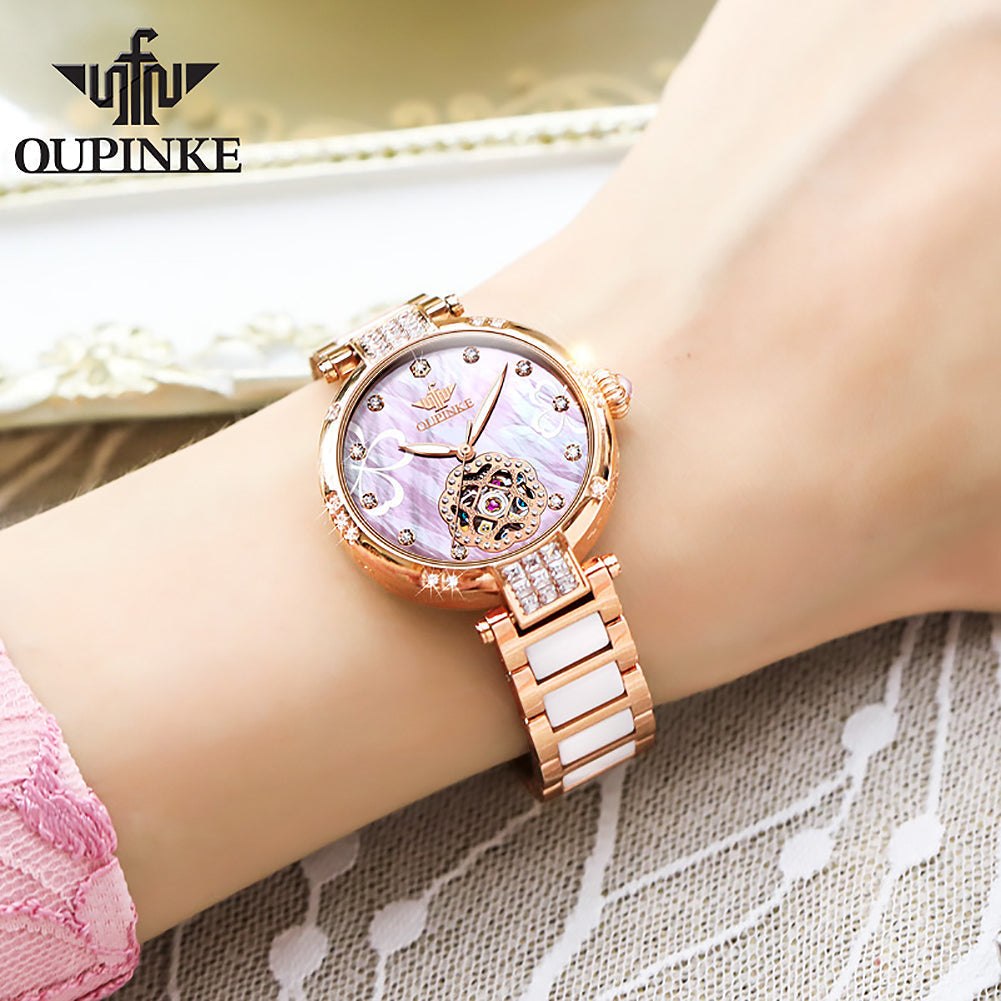 Automatic Mechanical Waterproof Diamond Set Ladies Watch