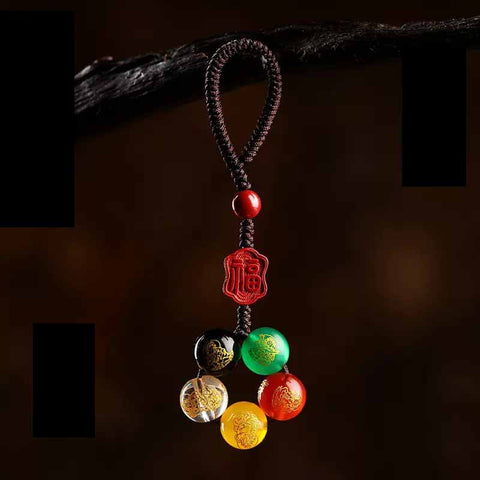 Bonanza Keychain Cinnabar Good Luck Beads Mobile Phone Seven Star Array Natural Agate Pendant